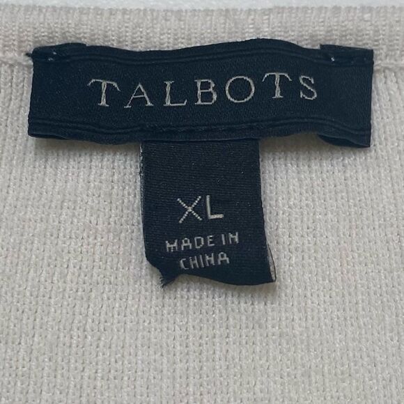 Talbots Fine Gauge Knit Cream Bell Sleeve Sweater Minimalist Minimalism Sz XL - Picture 5 of 7